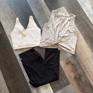 90 Degree by Reflex 3-Piece Athleisure Set Tank Joggers Bralette L